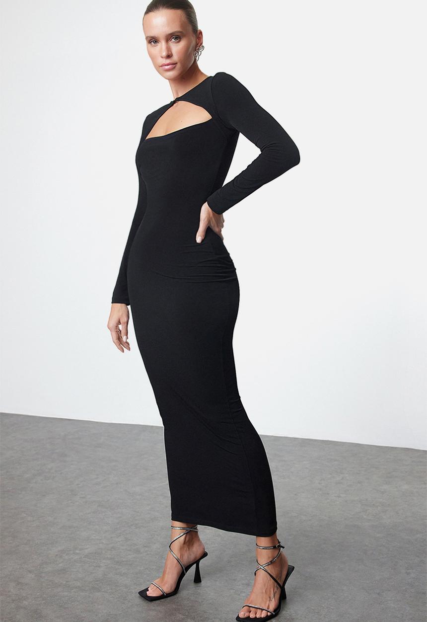 Trendyol - Maxi Knit Bodycon Formal  Dress  Dress - Black