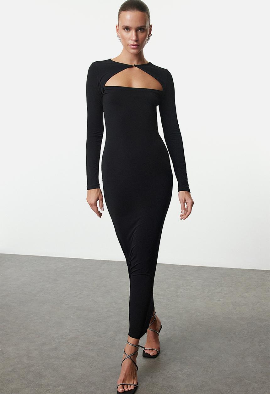 Trendyol - Maxi Knit Bodycon Formal  Dress  Dress - Black
