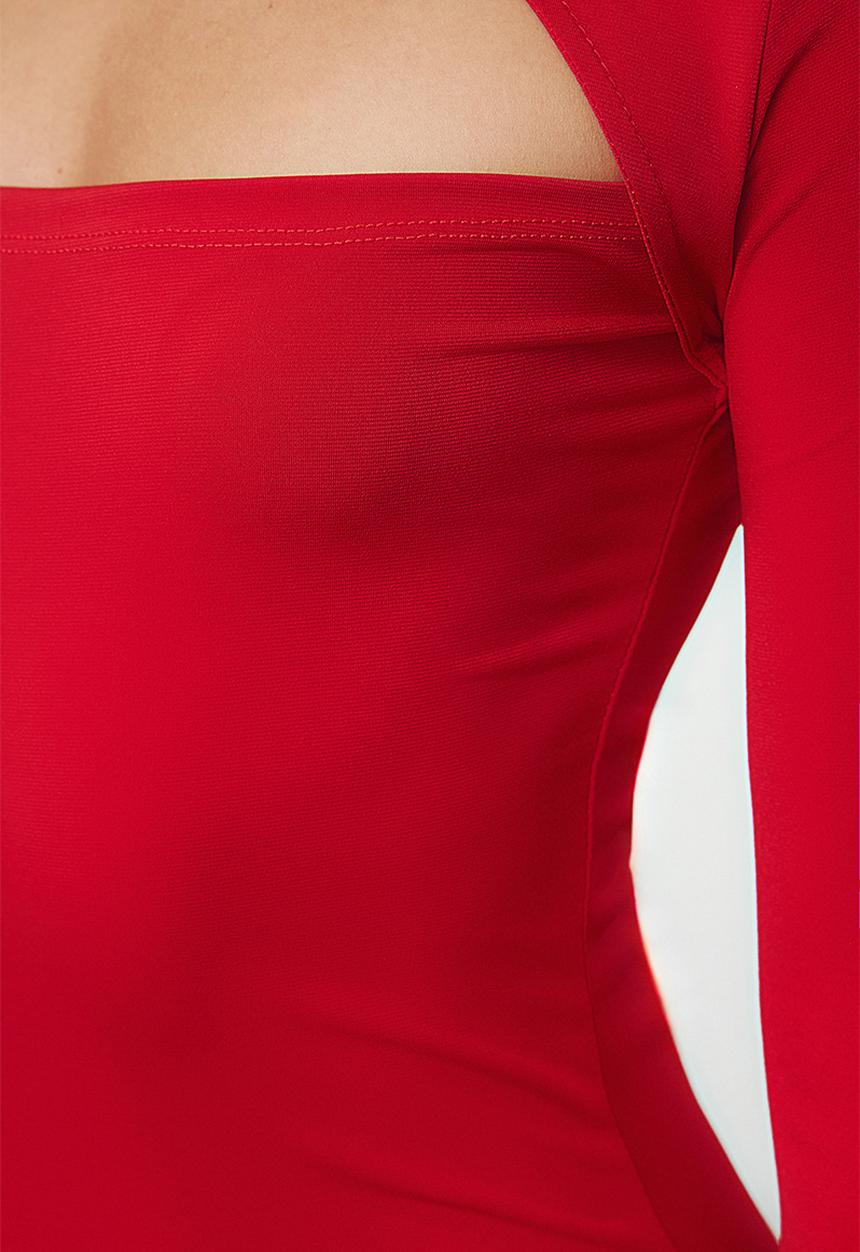 Trendyol - Maxi Knit Bodycon Formal Dress Dress - Red