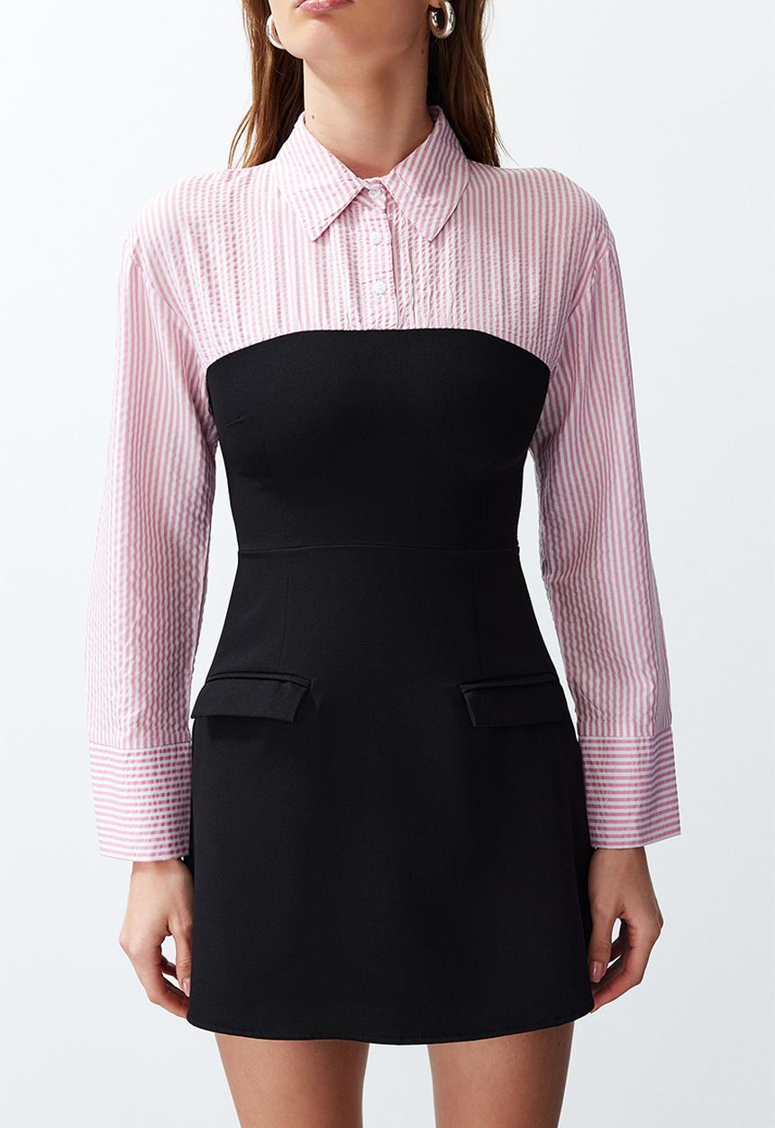 Trendyol - Mini Aline Woven Dress - Pink/Blk