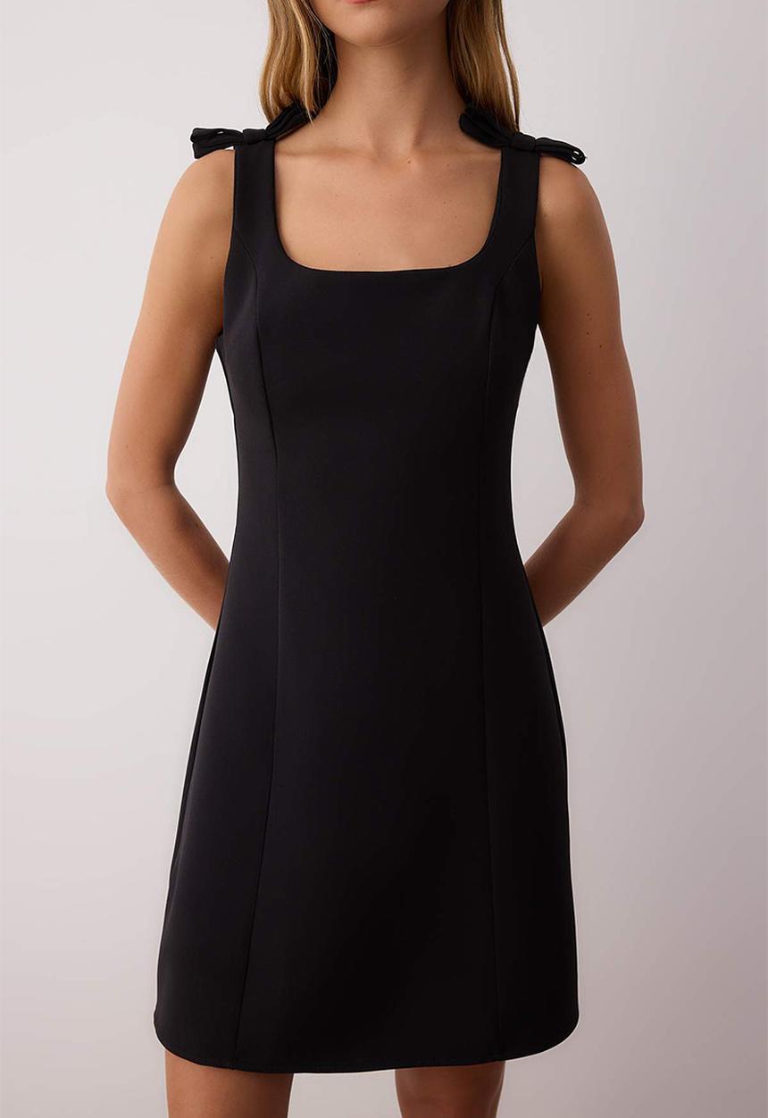 Trendyol - Mini Bodycon Square Neck Woven Dress - Black