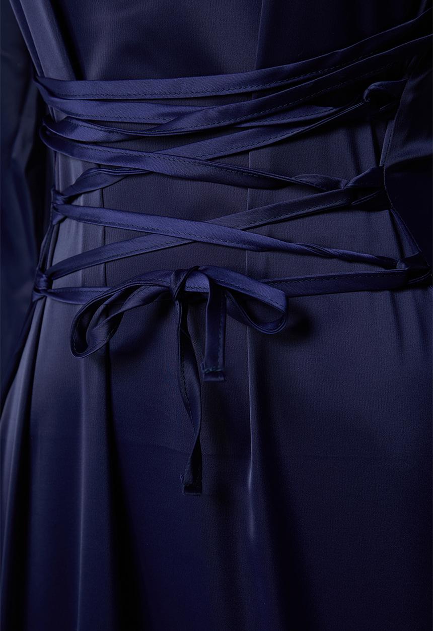 Trendyol - Maxi A line Satin Woven Dress - Navy
