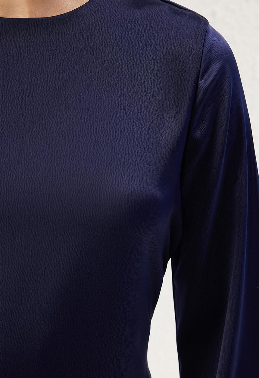 Trendyol - Maxi A line Satin Woven Dress - Navy
