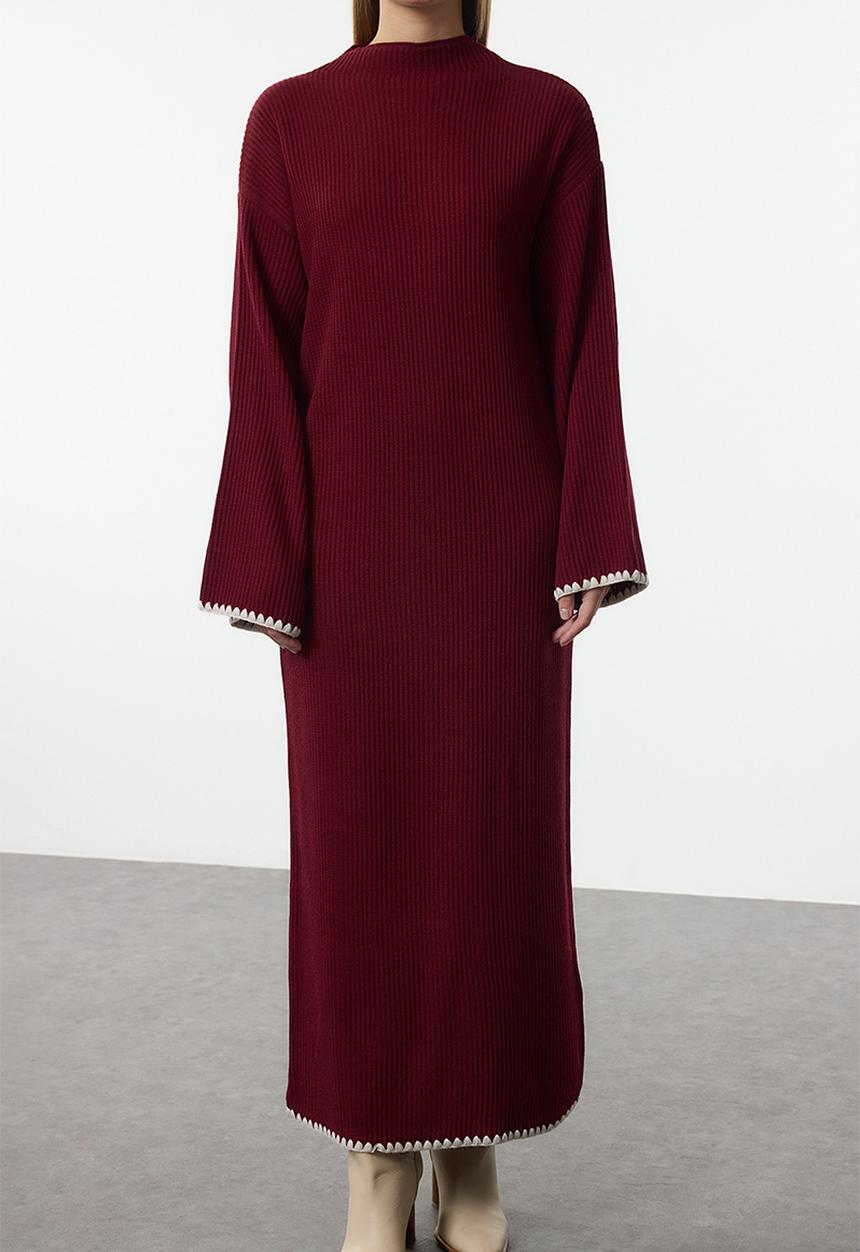 Trendyol - Maxi Straight cut knitwear Dress - Red
