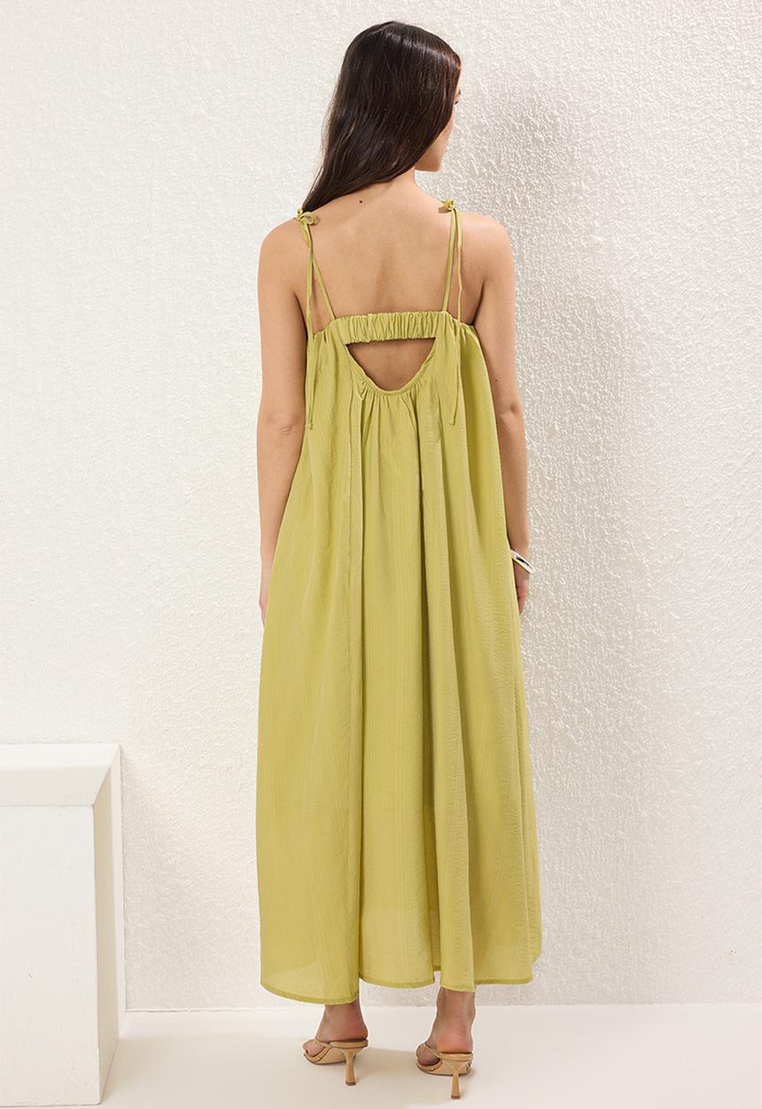 Trendyol - Maxi Drapey Woven Dress - Oil Green