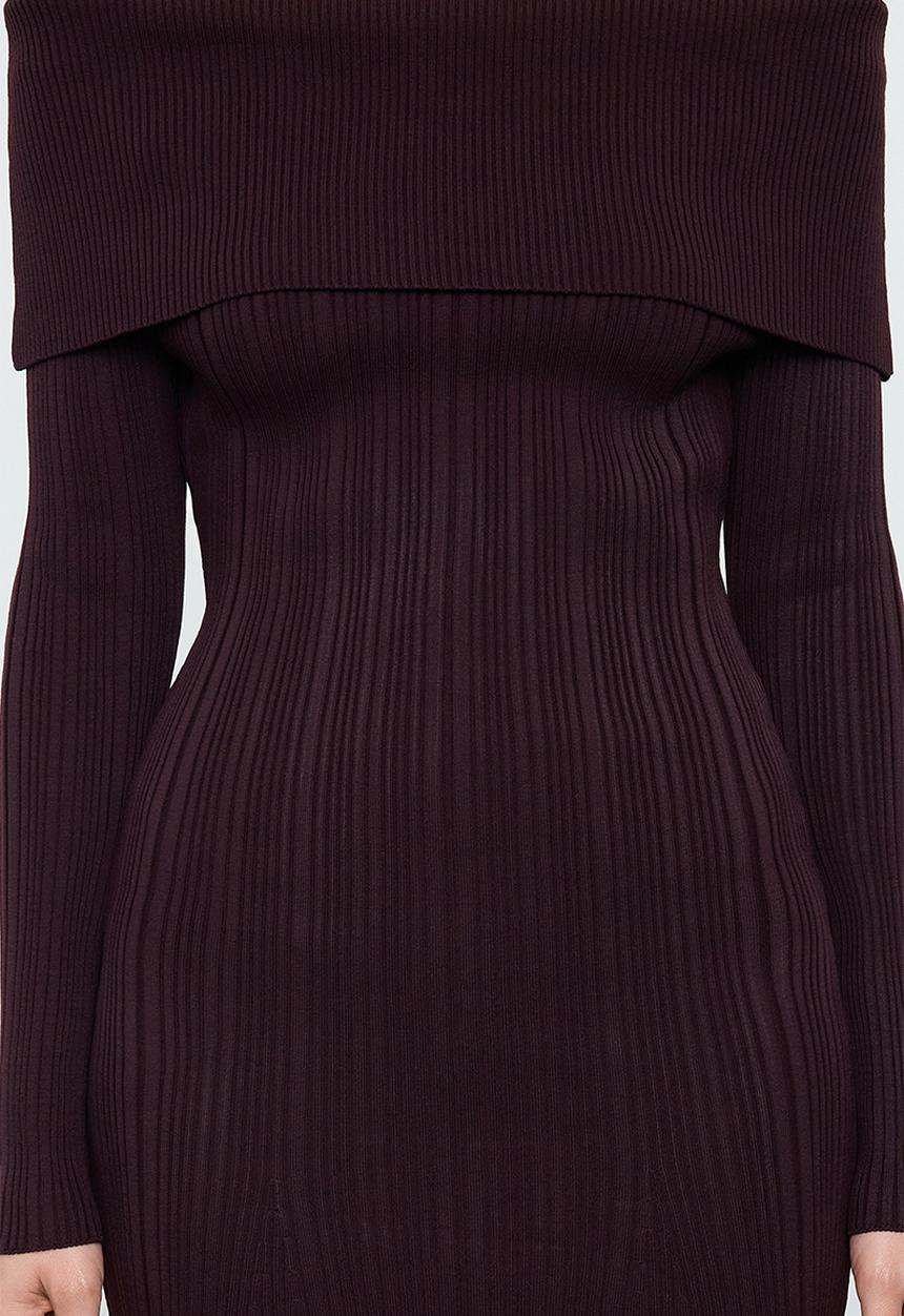 Trendyol - Midi Pencil Knitwear Dress - Plum