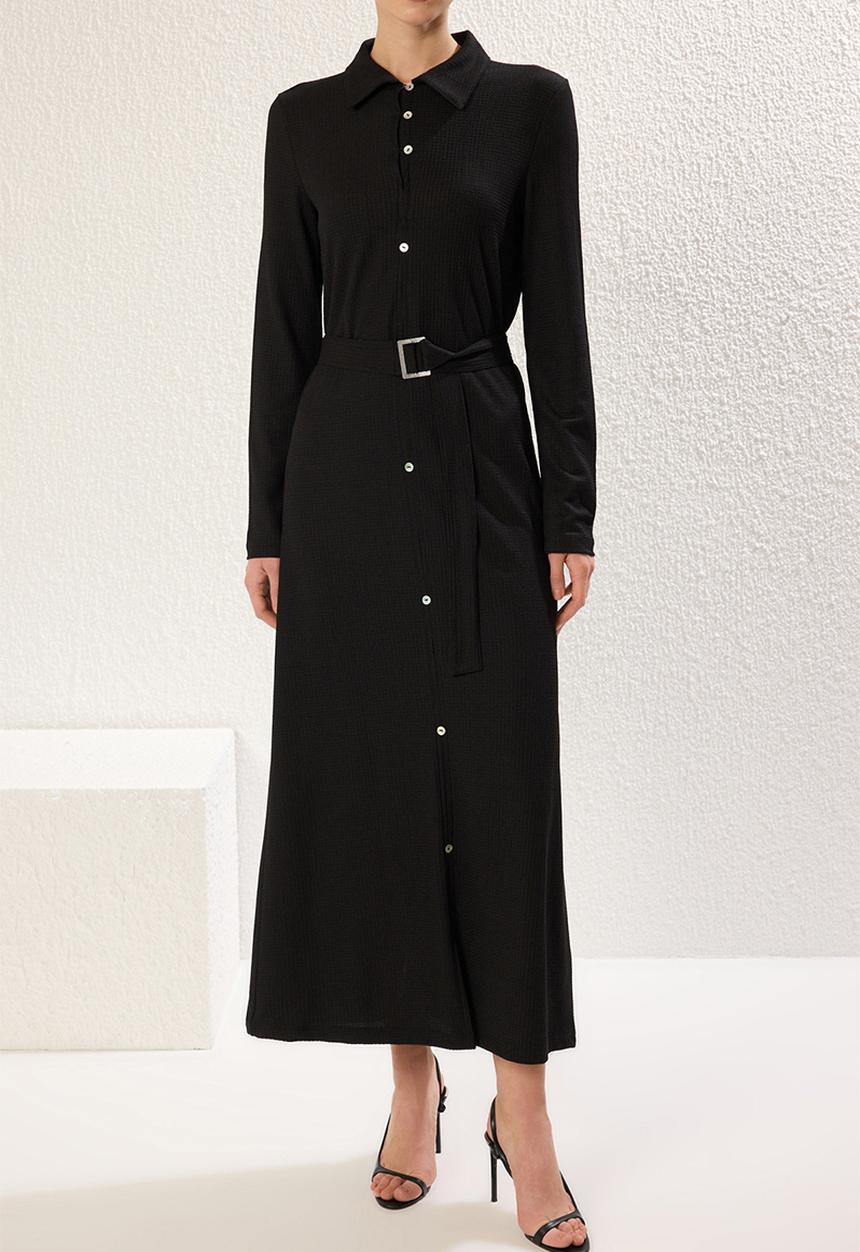 Trendyol - Maxi Woven Shirt Dress - Black