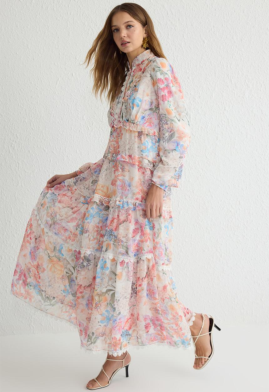 Trendyol - Maxi A line Woven Dress - Multi Floral
