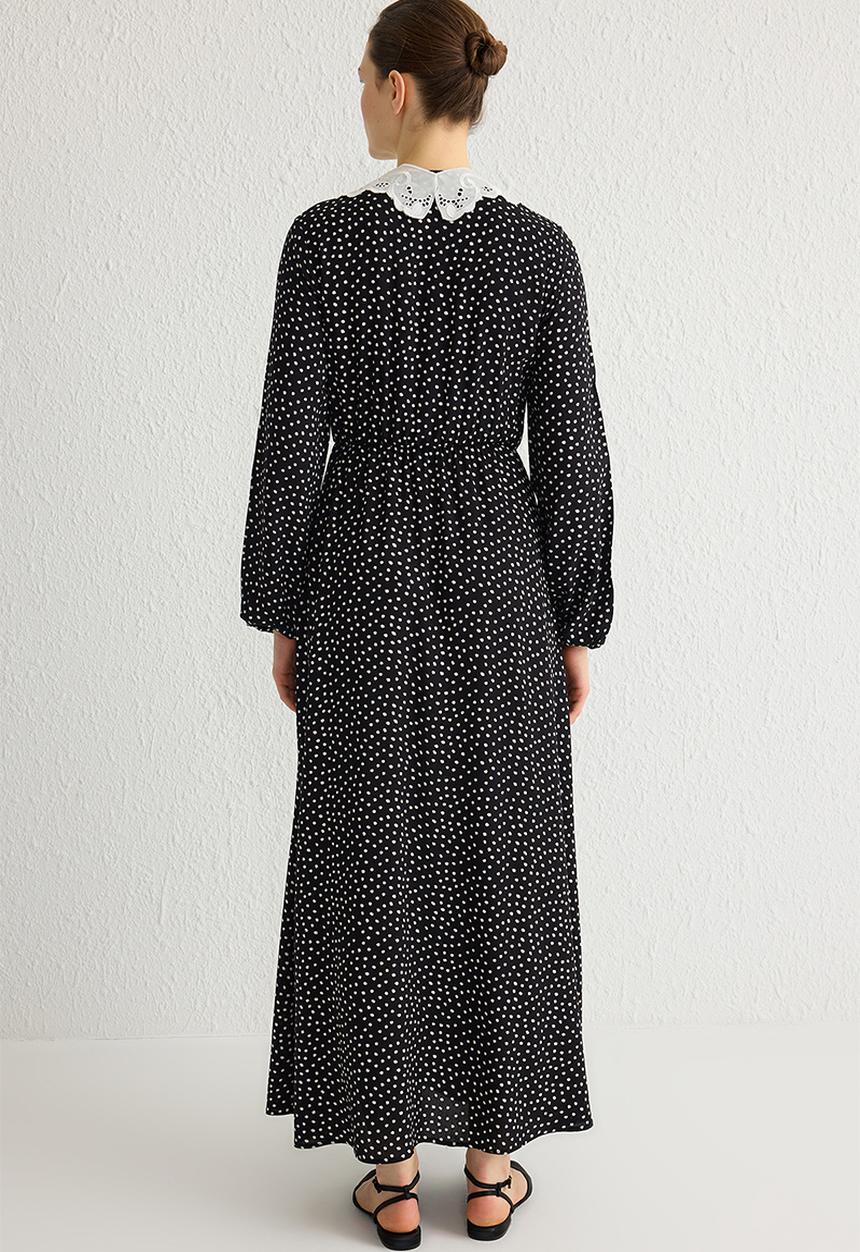 Trendyol - Maxi Woven PeterPan Collared Dress - Black