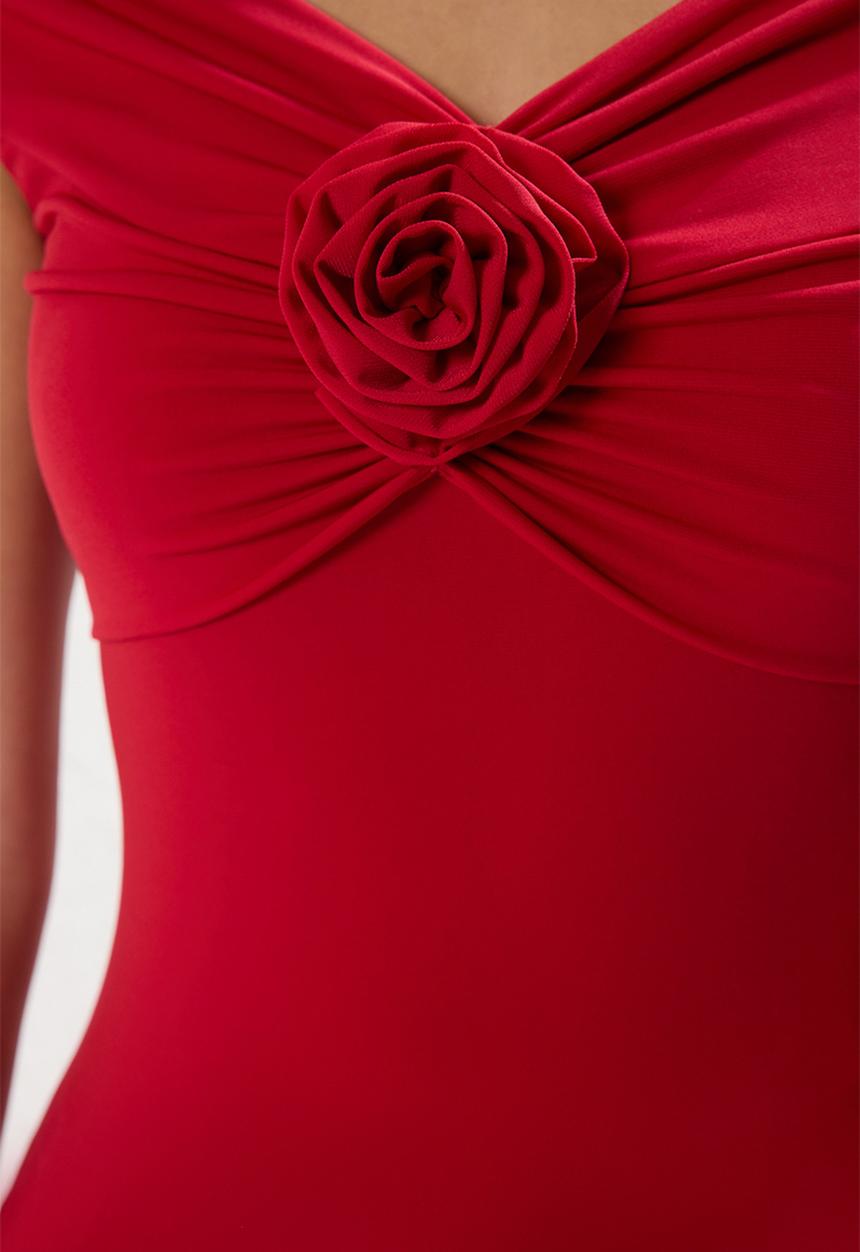 Trendyol - Stretchy Detailed Fitted Knitted Blouse - Red