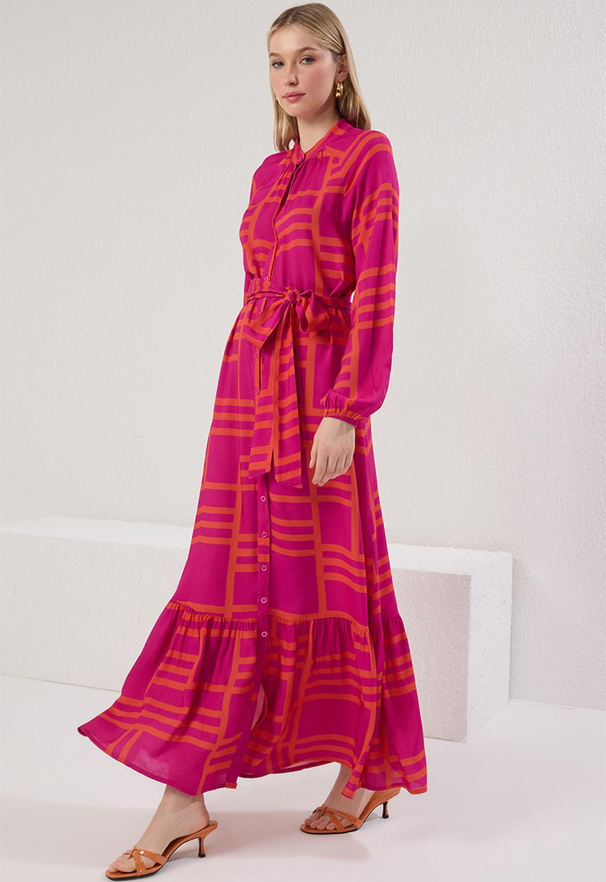 Trendyol - Maxi Woven Dress - Check Pink