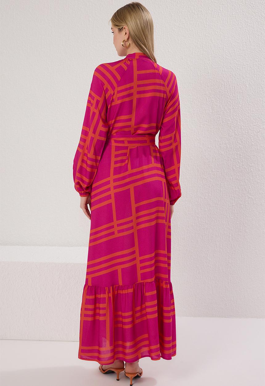 Trendyol - Maxi Woven Dress - Check Pink