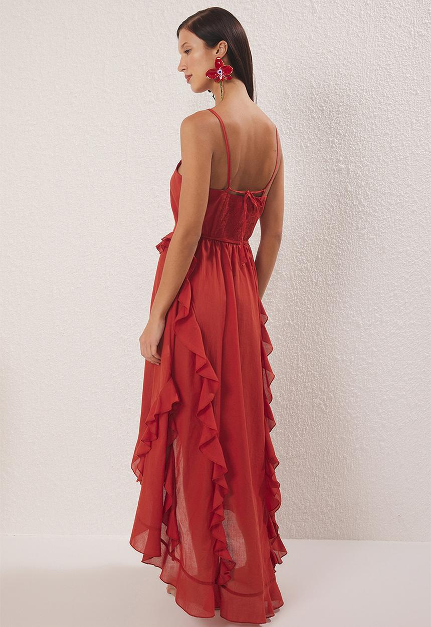 Trendyol - Maxi  Ruffle Detail  Dress - Red
