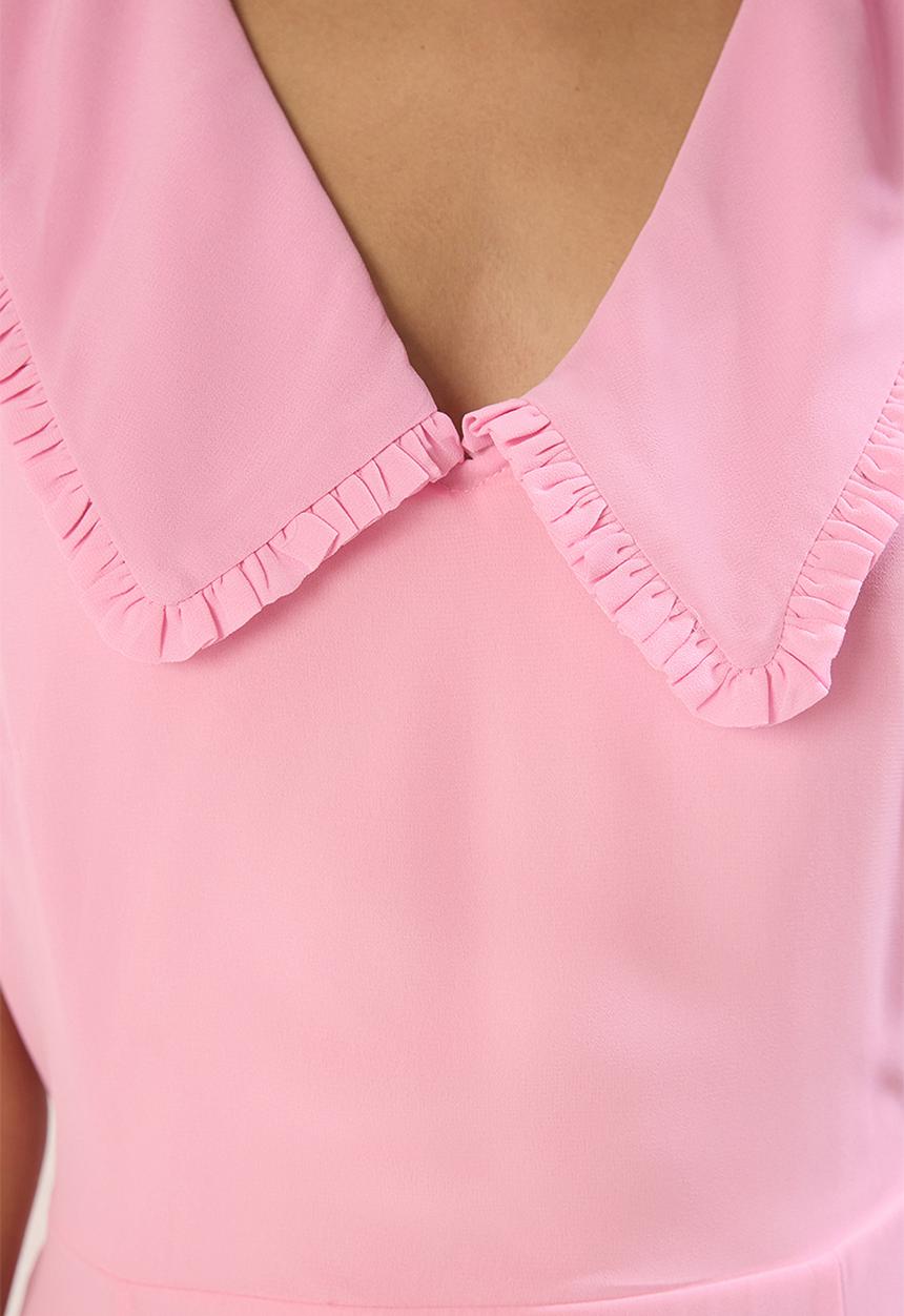 Trendyol - Midi Aline Woven Flat Collar Dress - Pink