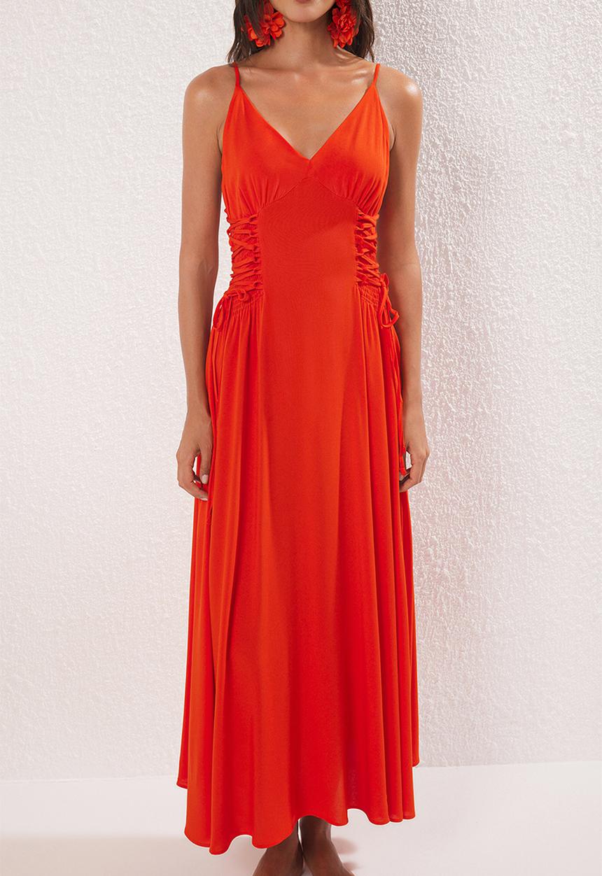 Trendyol - Maxi A line Woven Dress - Red