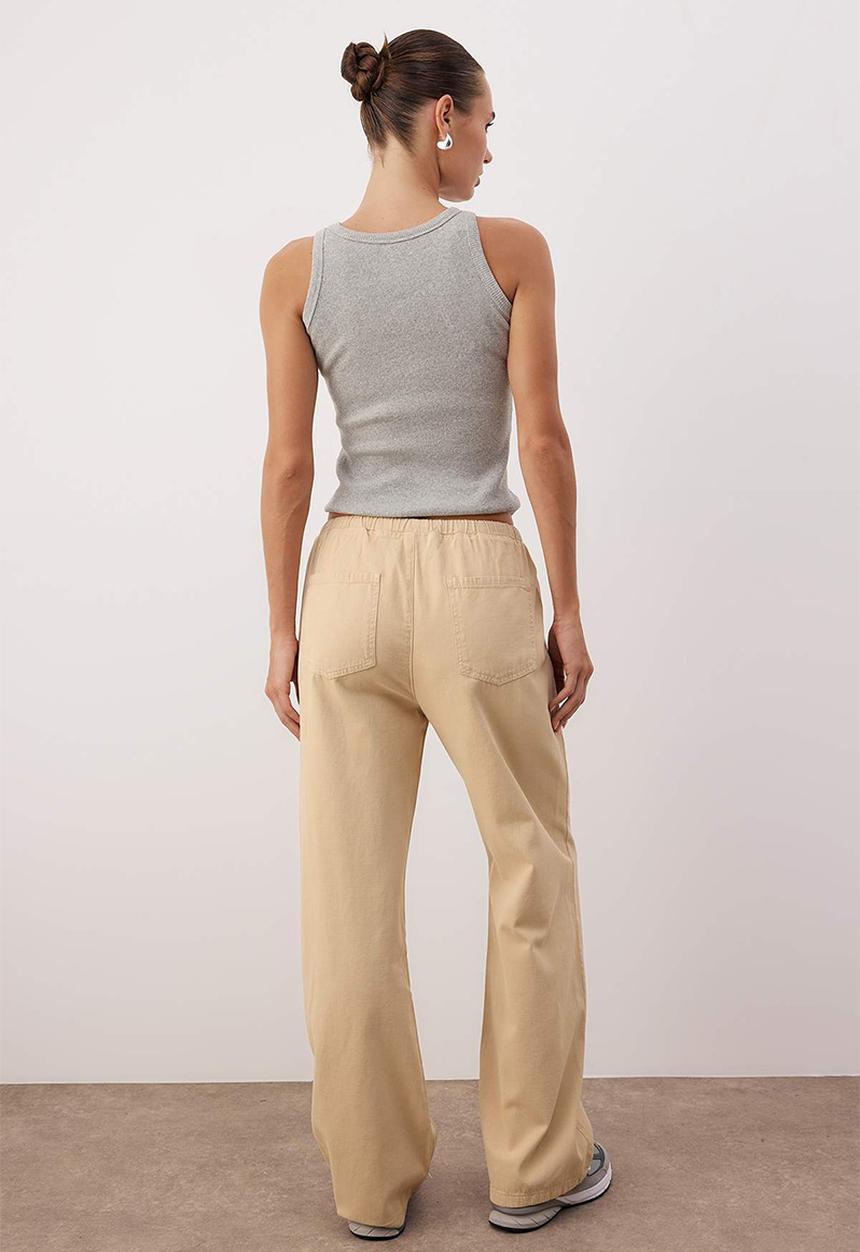 Trendyol - High Waist Wide Leg Jeans - Stone