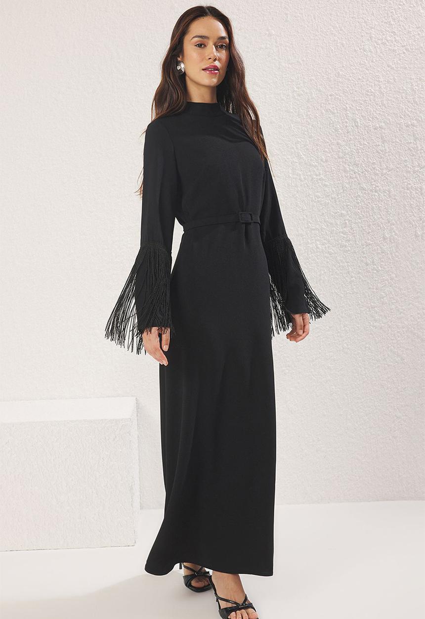 Trendyol - Maxi High Neck Woven Dress - Black