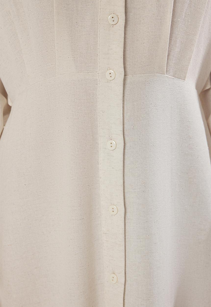 Trendyol - Maxi Woven Buttoned  Dress - Ecru