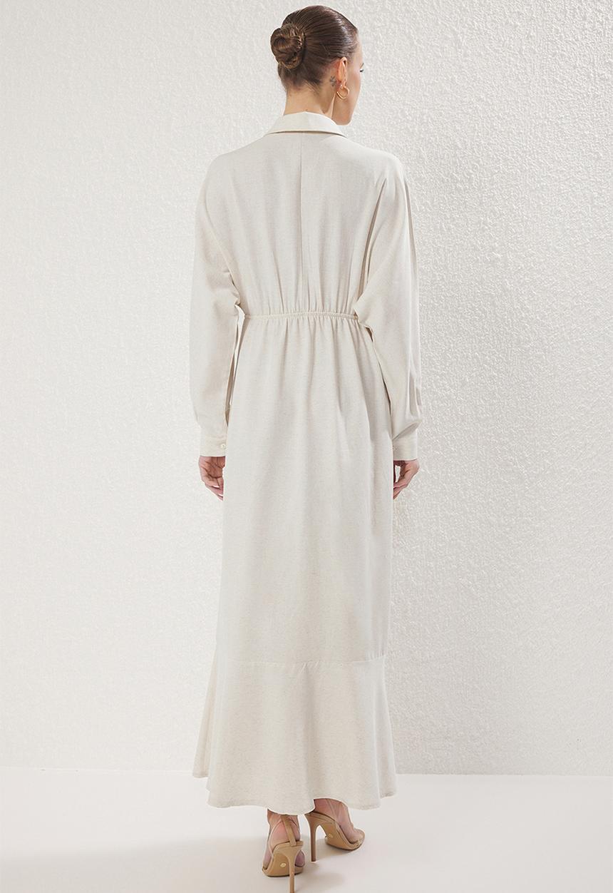 Trendyol - Maxi Woven Buttoned  Dress - Ecru