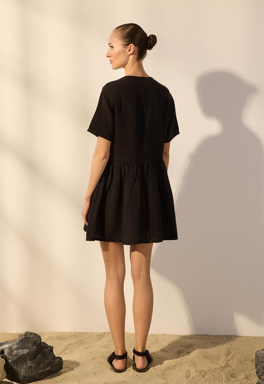 Trendyol - Mini Aline Short Sleeve Woven Dress - Black