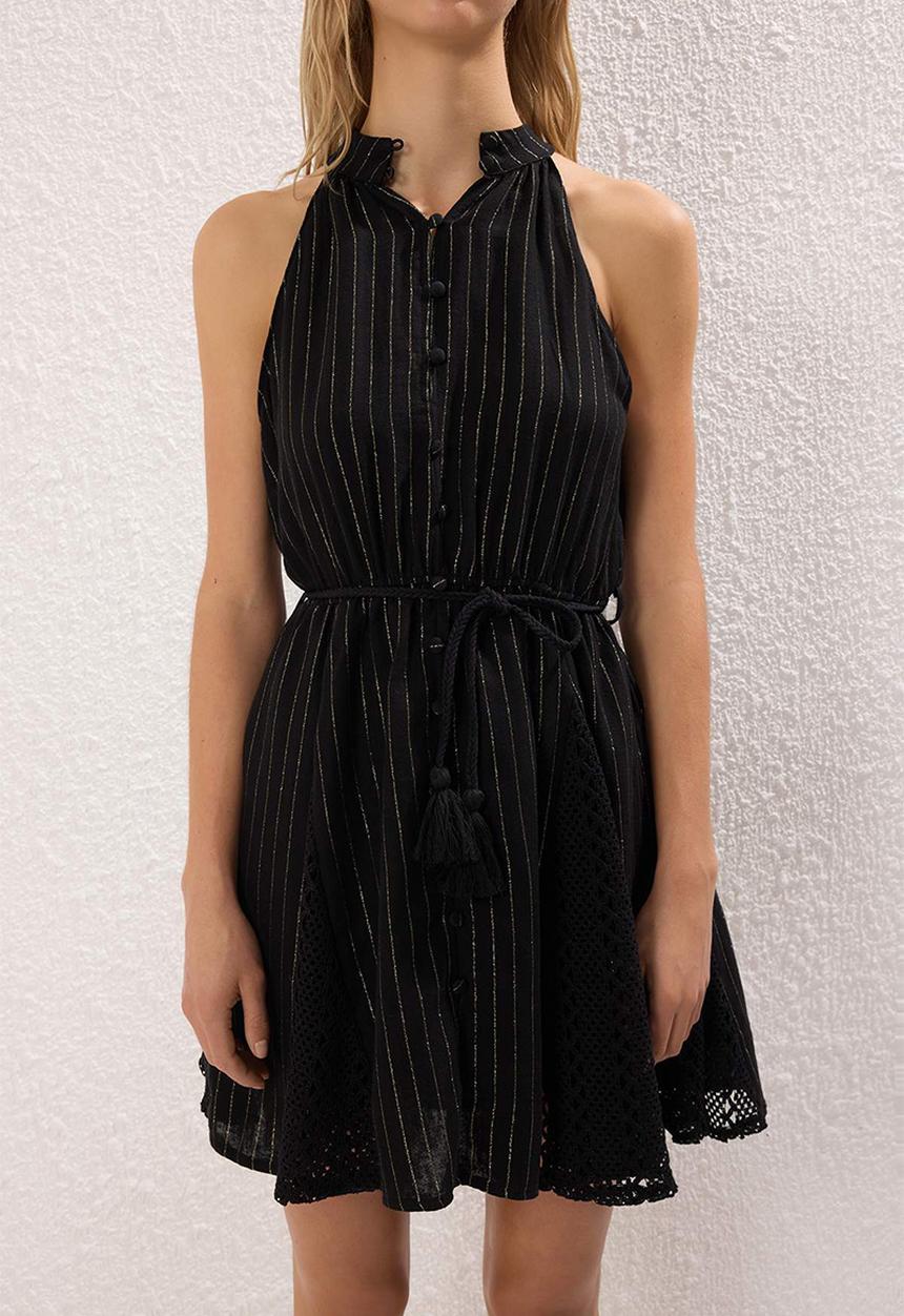 Trendyol - Mini Aline  Woven Sleeveless Dress - Black