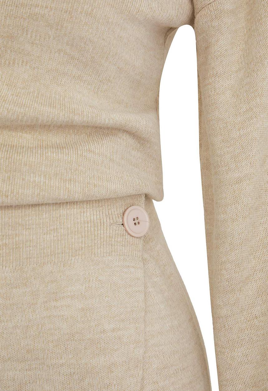 Trendyol - Skirt Tip Tassel Knitwear Bottom-Top Set - Stone