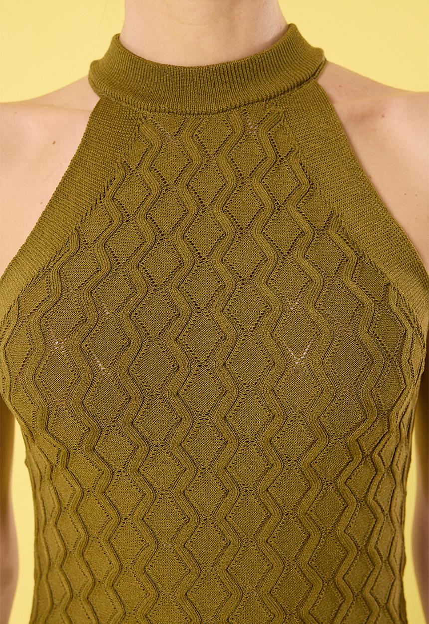 Trendyol - Halter Neck Knitwear Thin Blouse - Green