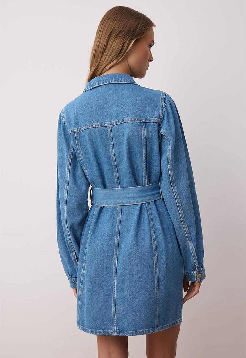 Trendyol - Mini Aline Denim Dress - Blue