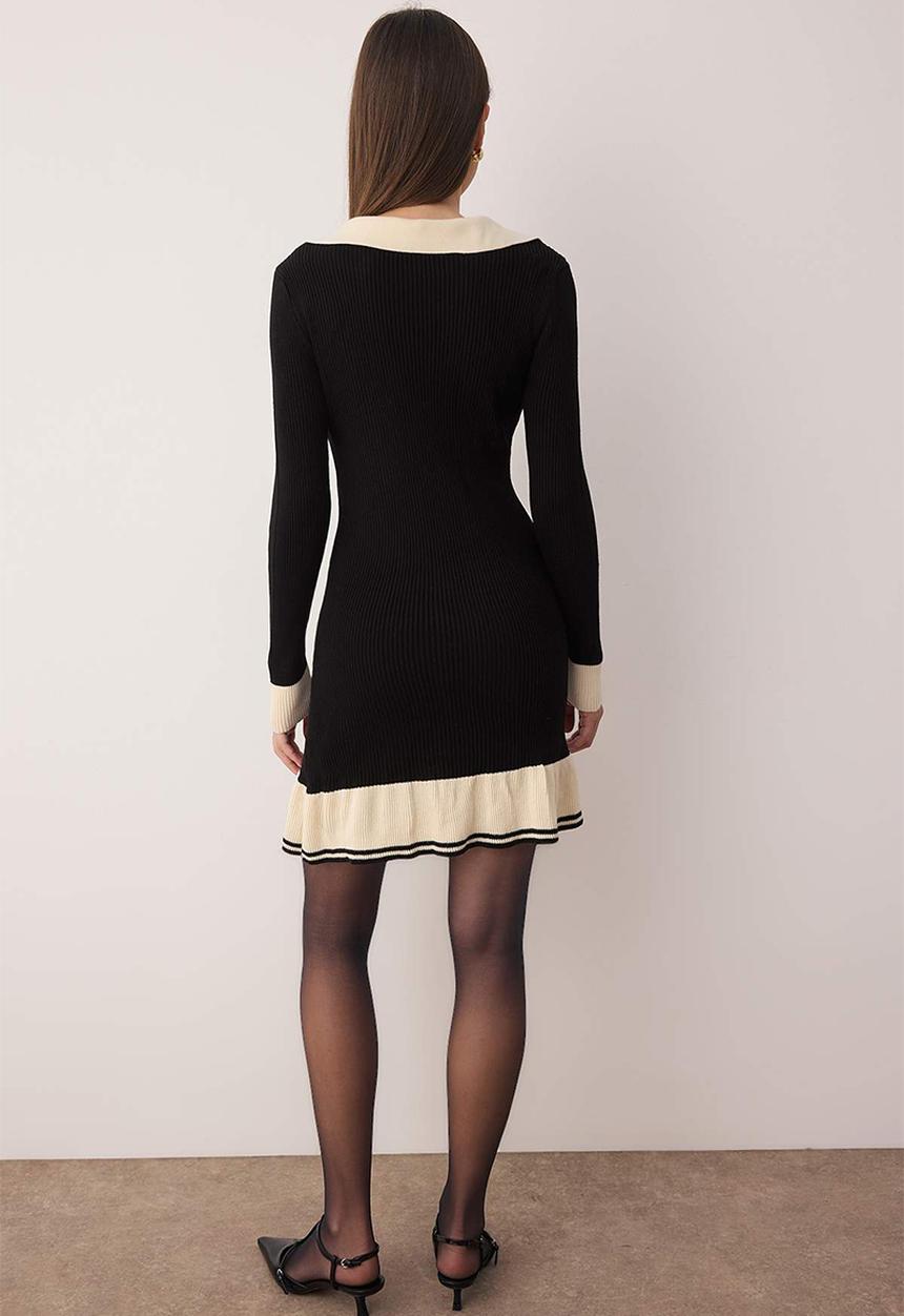 Trendyol - Mini Cardigan Knitwear Dress - Black