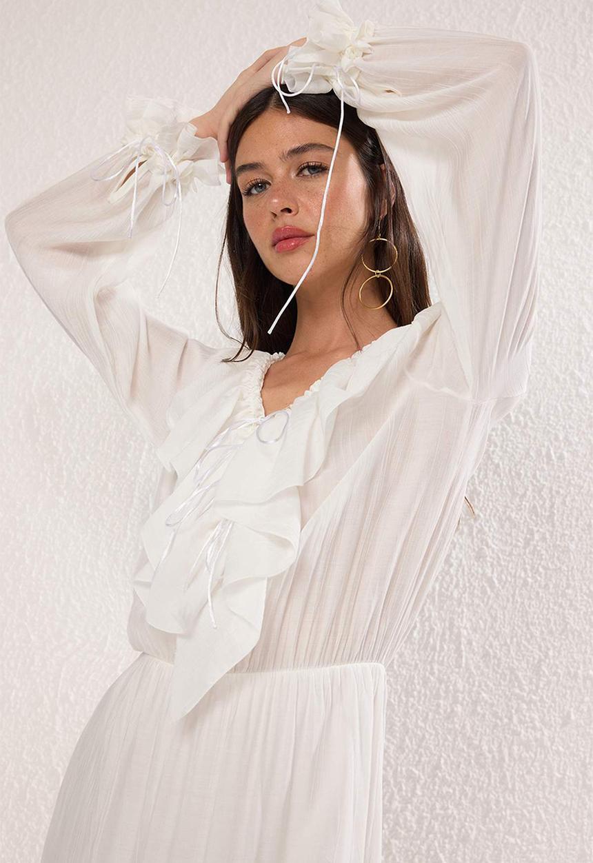 Trendyol - Maxi Aline Woven Dress - Ecru