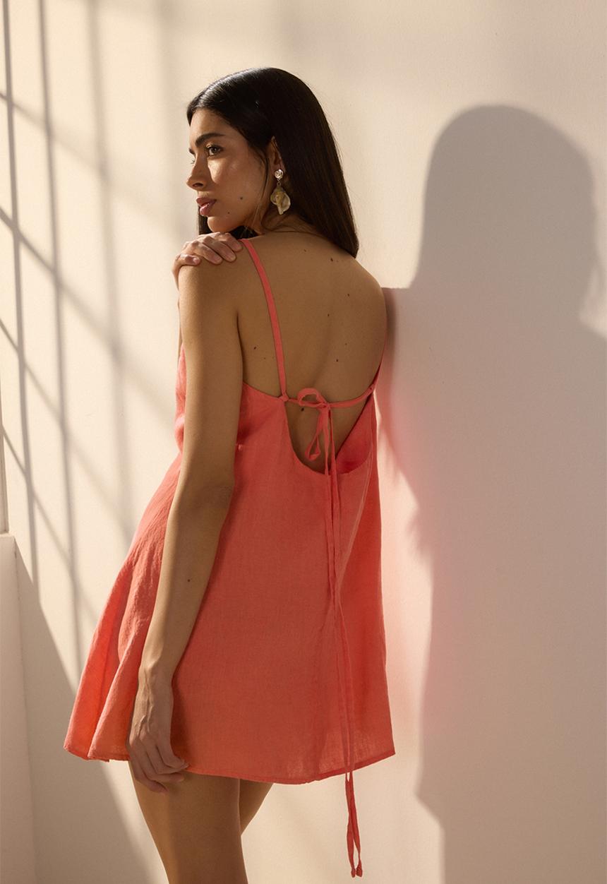 Trendyol - Mini Sleeveless Woven Dress - Coral