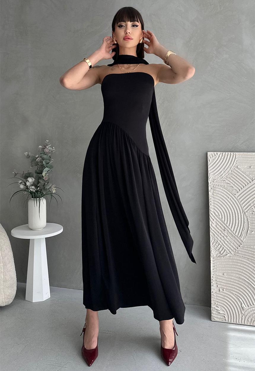 Trendyol - Maxi Woven Deep Side Slit Dress - Black