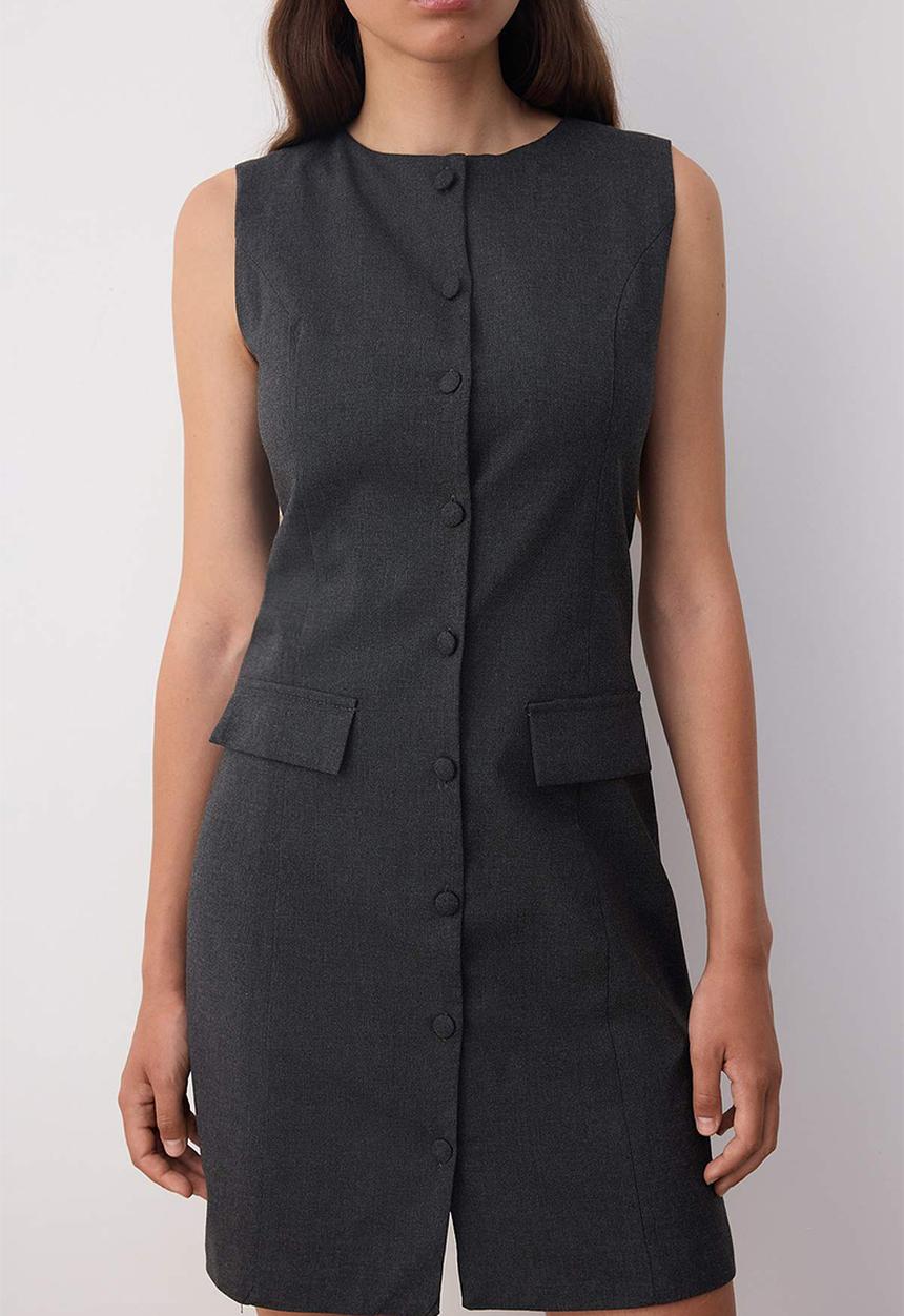 Trendyol - Mini Aline Woven Formal Dress - D-Grey