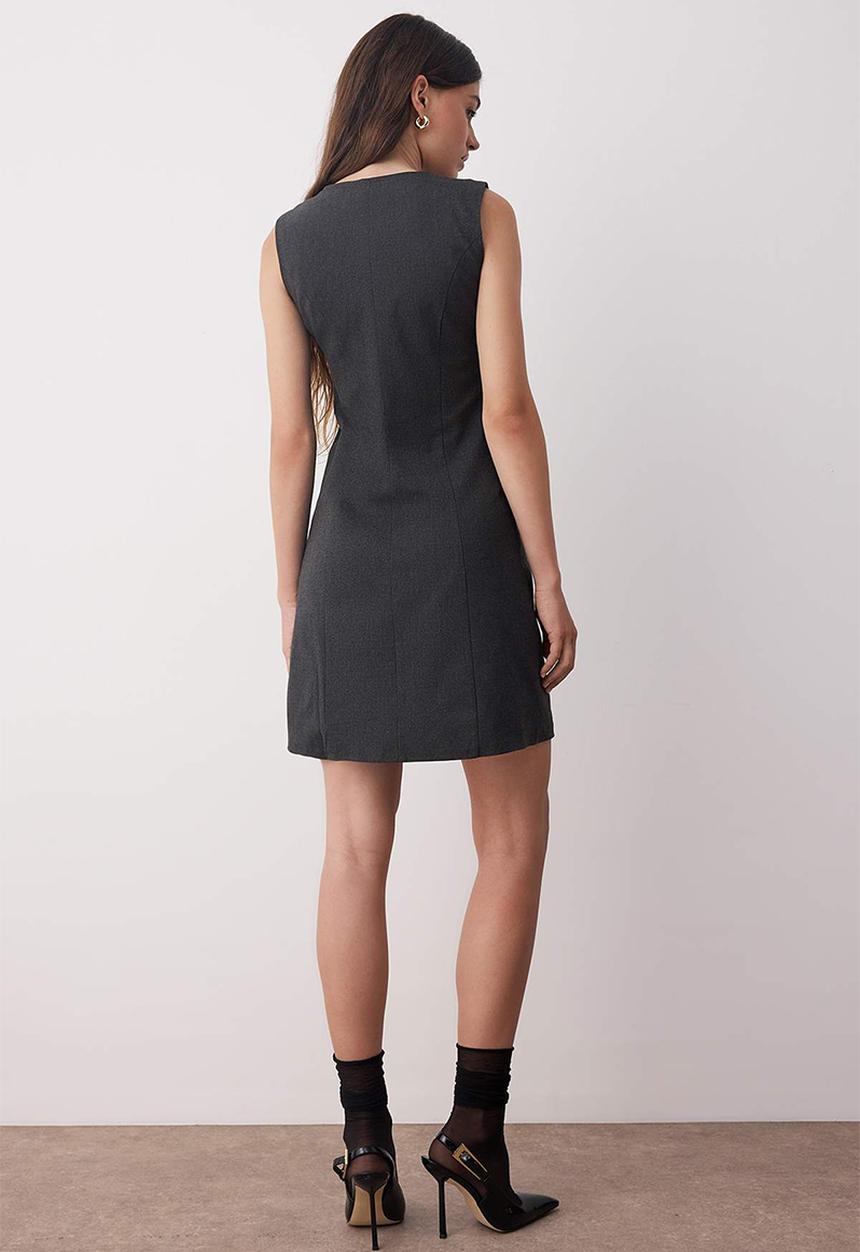 Trendyol - Mini Aline Woven Formal Dress - D-Grey
