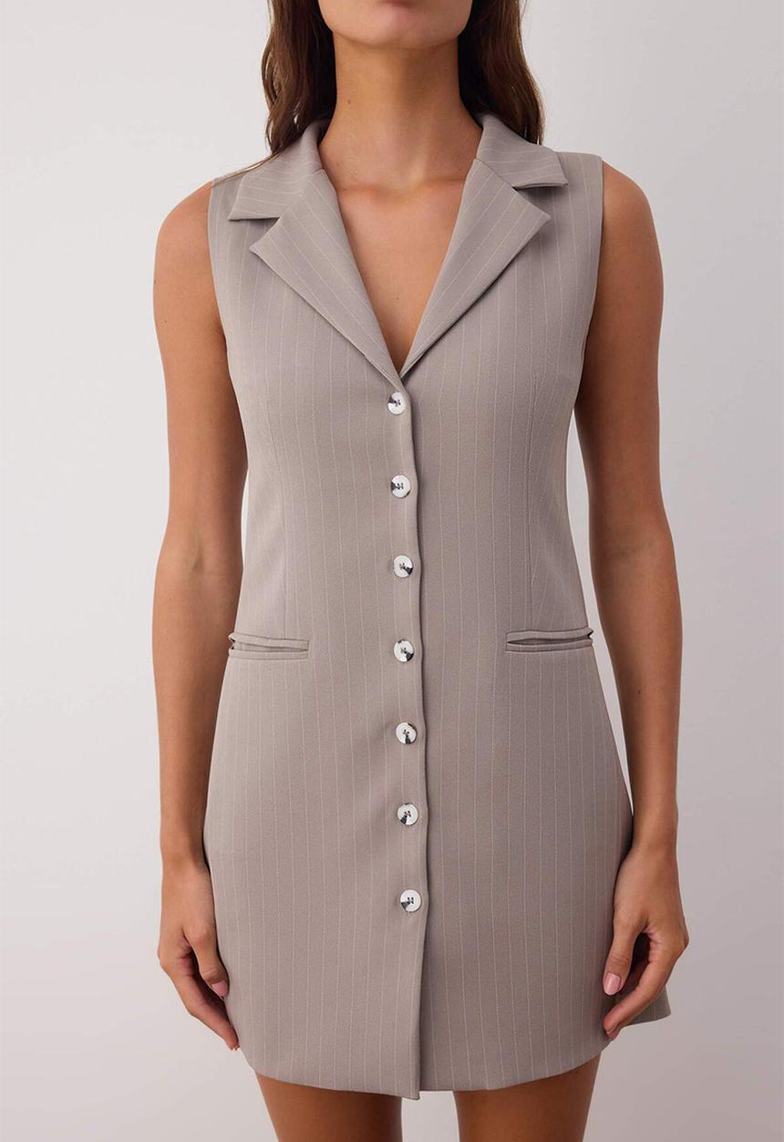Trendyol - Mini Straight Woven Blazer  Dress - Grey