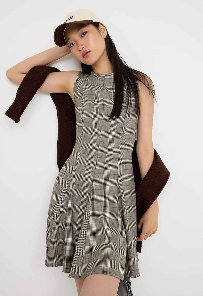Trendyol - Mini Aline Woven Dress - Grey