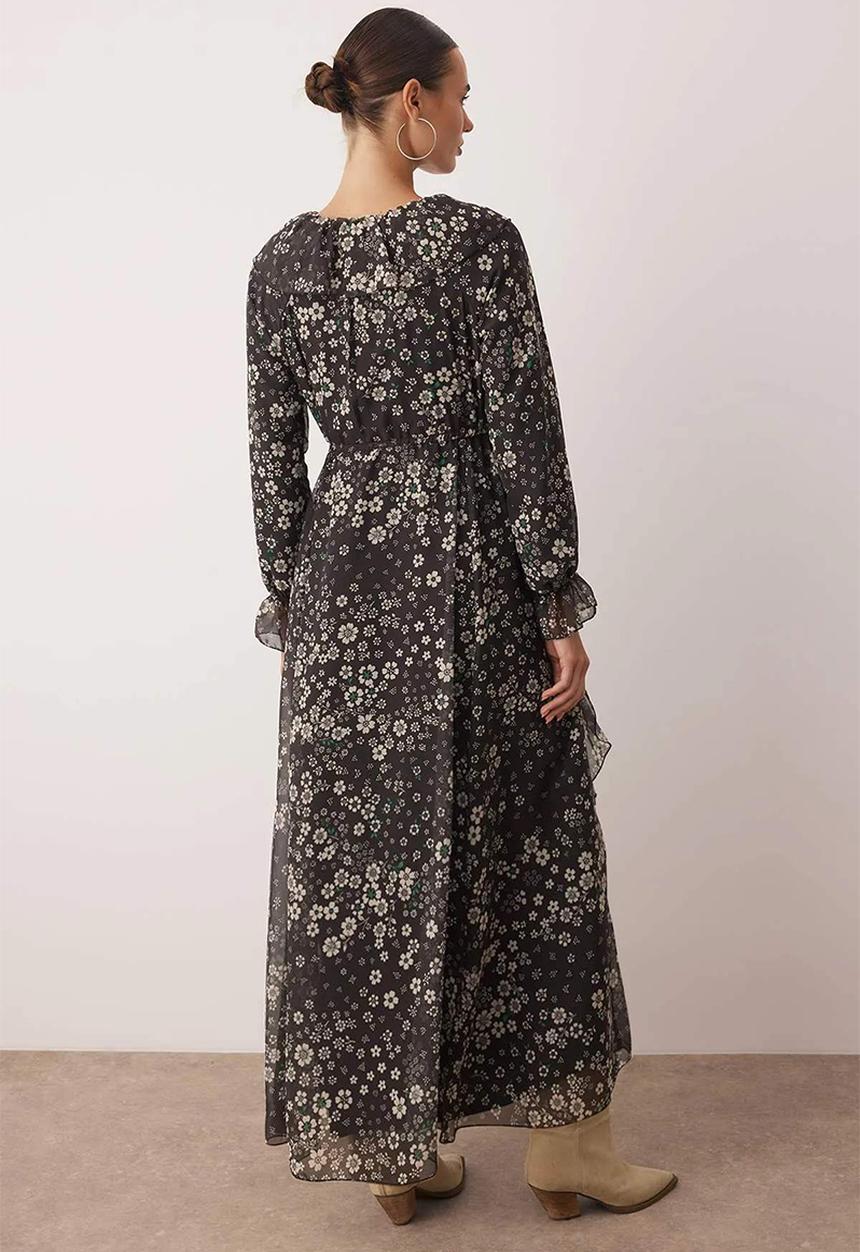 Trendyol - Maxi A line Woven Dress - Floral Black
