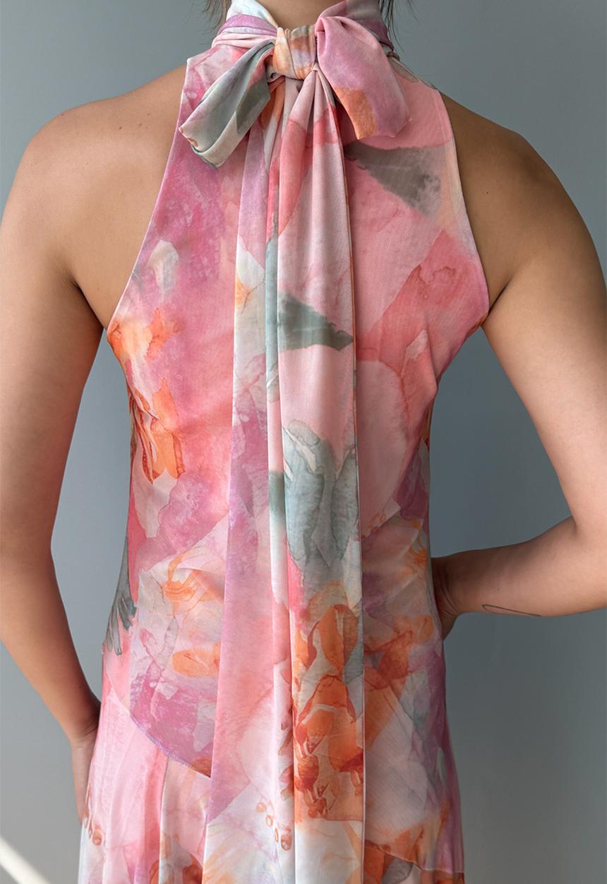 Trendyol - Maxi Woven Halter Neck Dress - Multi