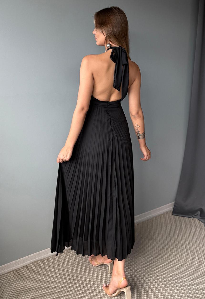 Trendyol - Maxi Woven Tied Neck Dress - Black