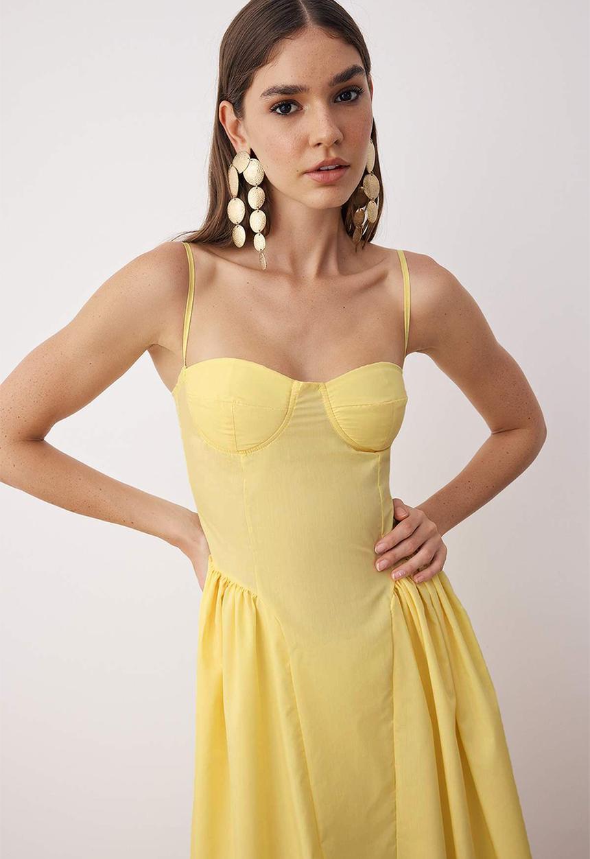 Trendyol - Maxi A line Sleeveless Woven Dress - Yellow