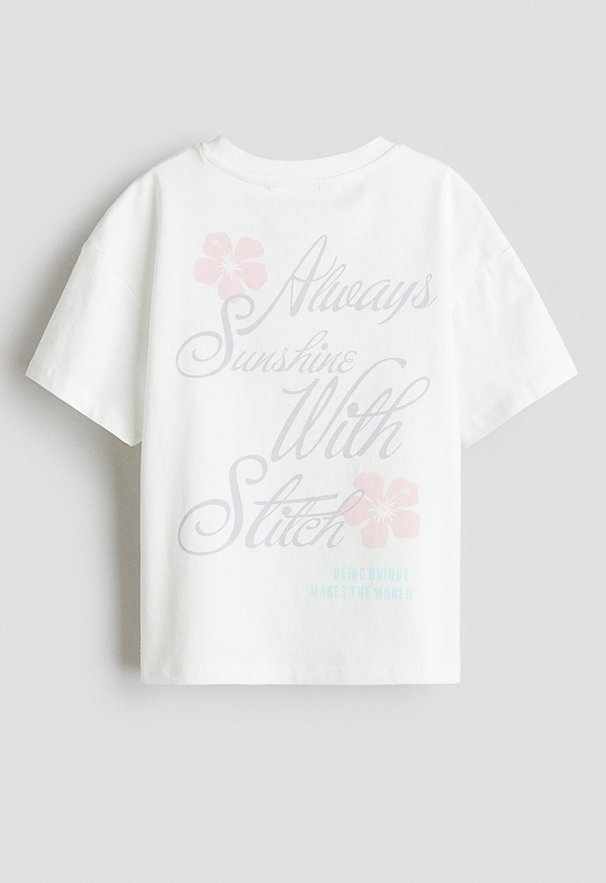 H&M - Printed cotton T-shirt -  white/lilo & stitch