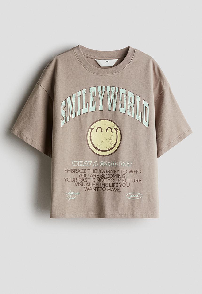 H&M - Printed cotton T-shirt - beige,multi