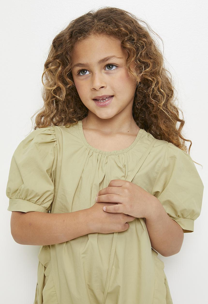 Pop Candy - Gathered bust and side panel dress with matching sling pouch - khaki