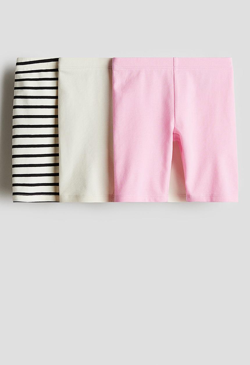 H&M - 3-pack cotton cycling shorts - pink/light beige