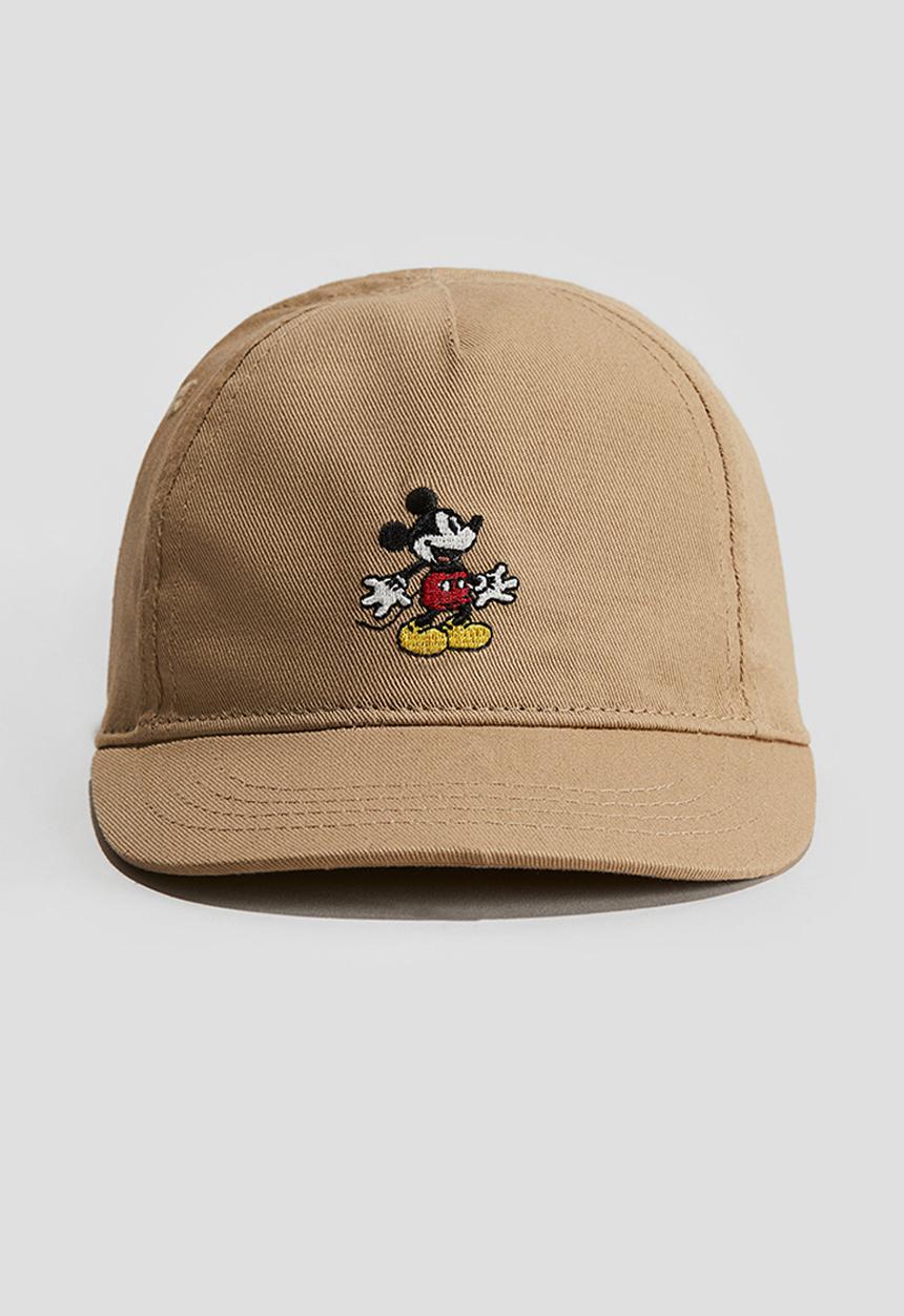 H&M - Cotton cap - dark beige/mickey mouse