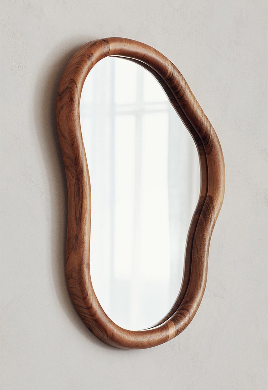 H&M - Large mango wood mirror - light brown 