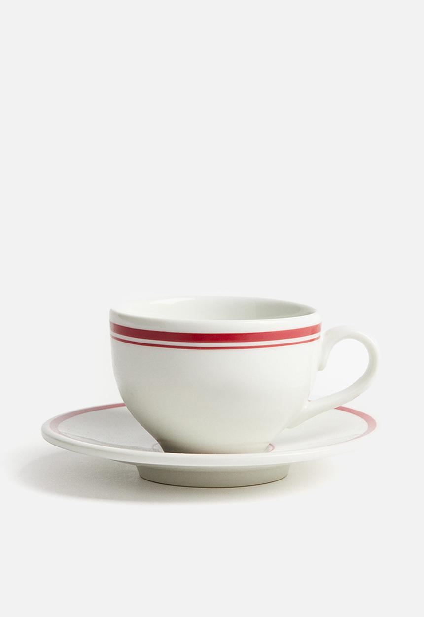 H&M - Cappuccino cup and saucer - white & red