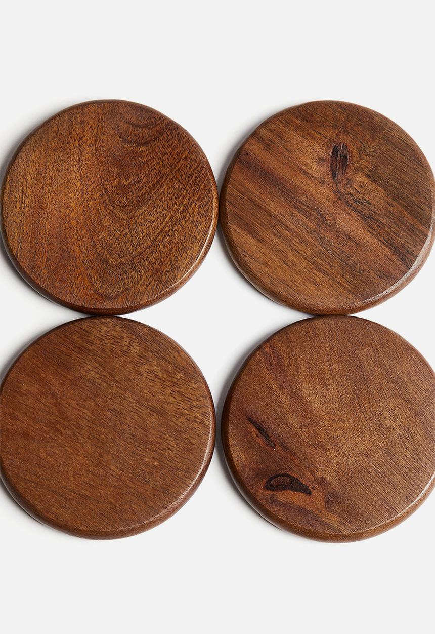 H&M - 4-pack mango wood coasters - brown