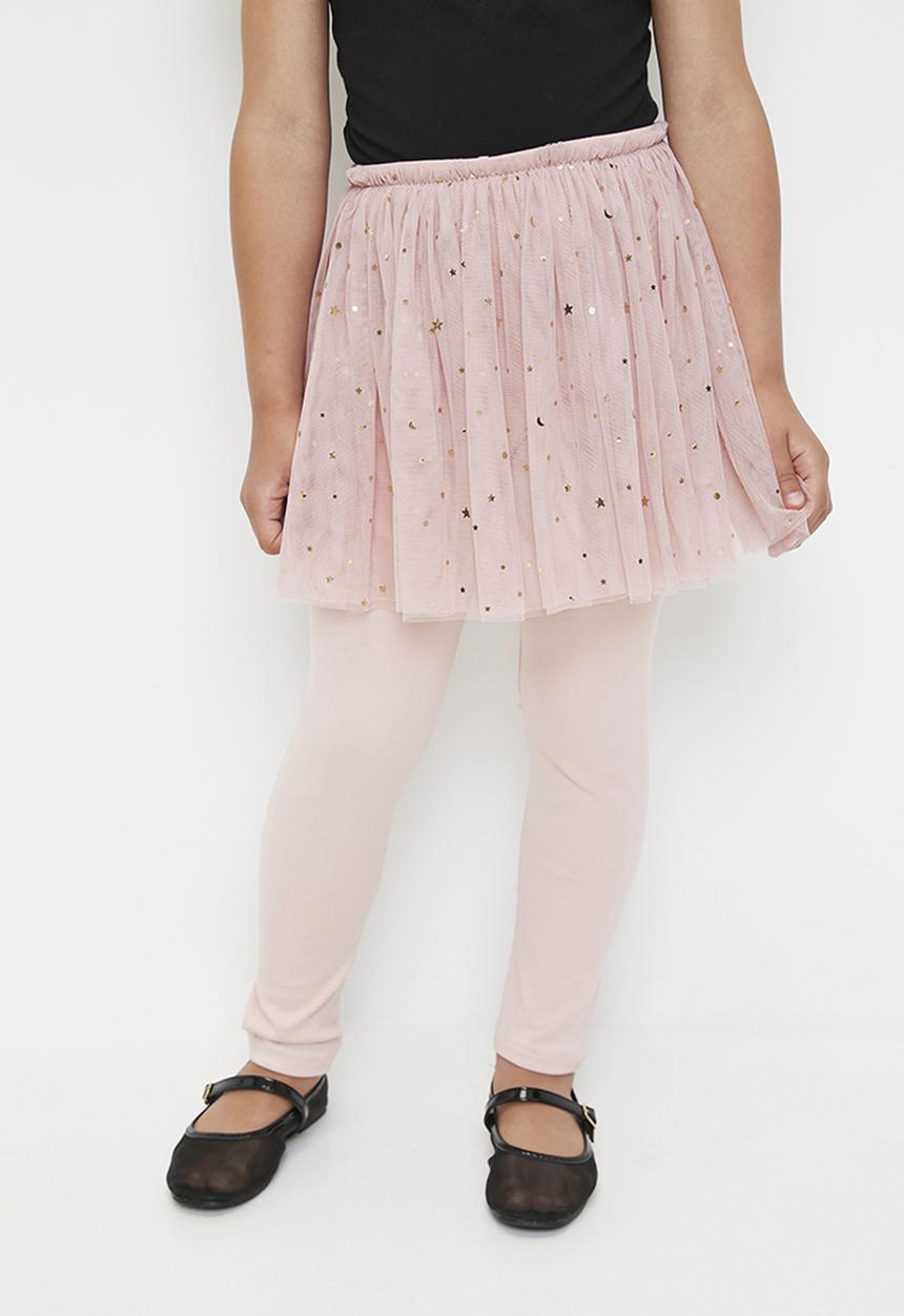 Pop Candy - Star & moon tulle skirt leggings - dusty pink