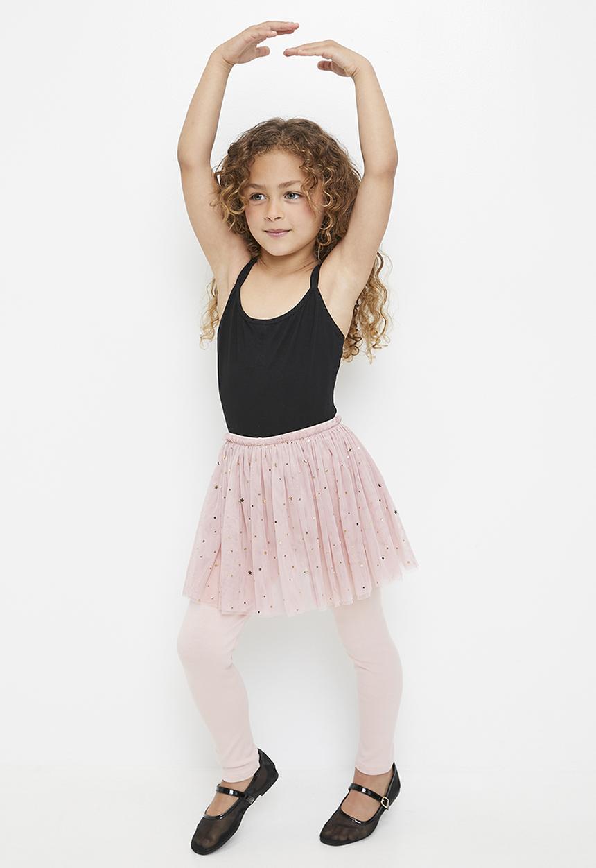 Pop Candy - Star & moon tulle skirt leggings - dusty pink